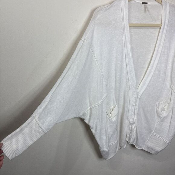 (R4) Free People Days Like This Cardigan Oversized Linen Blend White XS - Picture 7 of 13